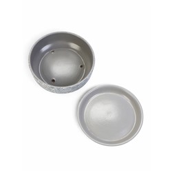 Горшок для цветов «Бонсай», для кактусов и суккулентов, 2 л, d=22 см, h=7 см, керамика, с поддоном, серый