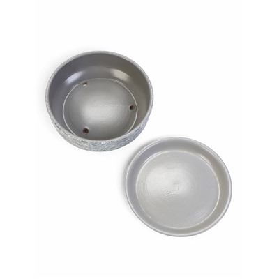 Горшок для цветов «Бонсай», для кактусов и суккулентов, 2 л, d=22 см, h=7 см, керамика, с поддоном, серый