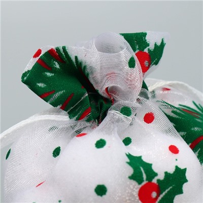 Мешочек подарочный новогодний органза «Рябина», 10×12 см ± 1.5 см