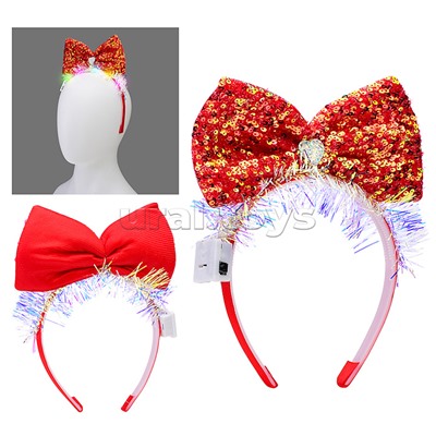 Ободок карнавальный "Бант" светящийся, в пакете