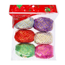 Лента упаковочная, с полосой, микс, 0.5 см × 10 м, набор 6 шт.