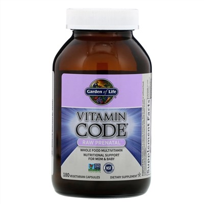 Garden of Life, Vitamin Code, RAW Prenatal, 180 вегетарианских капсул