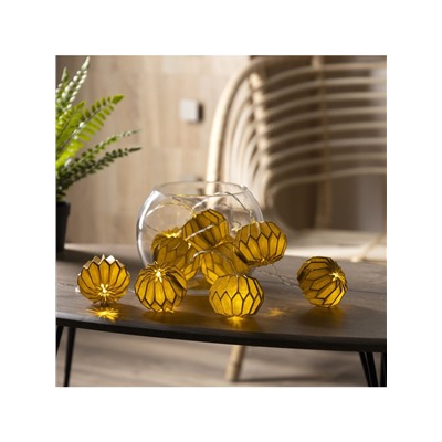 Гирлянда «Нить» 2 м с насадками «Серый фонарик», IP20, прозрачная нить, 10 LED, батарейки AAх2 (нет в комплекте), свечение тёплое белое