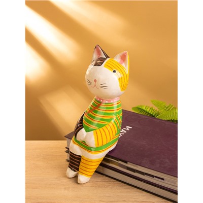 Сувенир «Кошка сидящая», 10×10×28 см, дерево, жёлтый