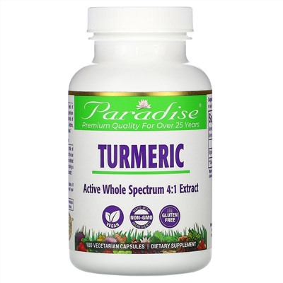 Paradise Herbs, Turmeric, 180 Vegetarian Capsules