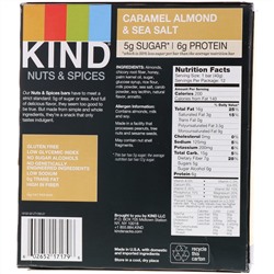 KIND Bars, Nuts & Spices, батончики с карамелью, миндалем и морской солью, 12 батончиков, весом 40 г (1,4 унции) каждый