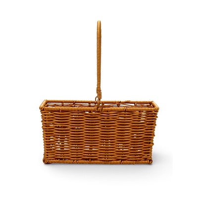 Корзина плетёная для хранения Fatum, с ручкой, пластиковая, коричневая, набор 2 шт.