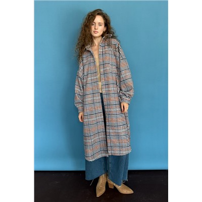 Рубашка удлиненная  AUTUMN046/01/Серый, белый