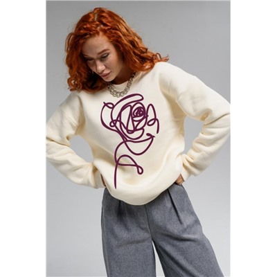 8577 женский свитшот оверсайз (Молочный_роза)