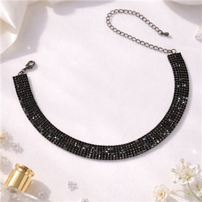 Чокер украшение женское на шею бижутерия со стразами, цвет: черный, арт.012.109