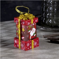 Светодиодная фигура «Красный подарок с Дедом Морозом» 6.3×11.5×6.3 см, пластик, батарейки АААх3 (не в комплекте), эффект пламени