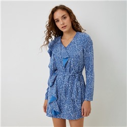 Платье мини женское с воланом MIST, размер 44, голубое