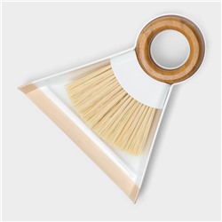 Щётка с совком Meli, бамбуковая ручка, совок 18×16.5×4 см, щётка 15×11 см, ворс 5 см
