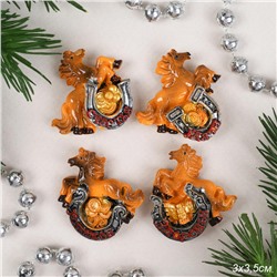 Магнит Лошадь с подковой 3х3,5 см / 25333-1 /уп 48/1152/ Символ года 2026