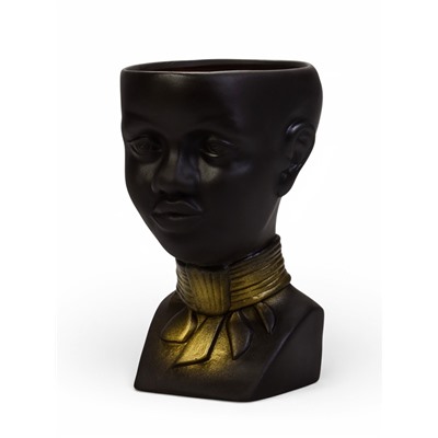 Декоративное кашпо для цветов «Негритянка», 1.3 л, 14×20×12 см, керамика, чёрное