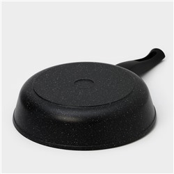 Сковорода Доляна «Элит», d=26 см, съёмная ручка, стеклянная крышка, антипригарное покрытие, алюминий, чёрная