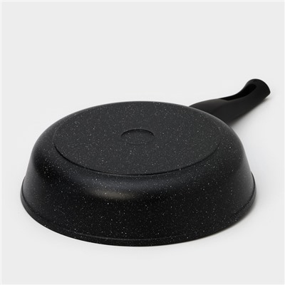 Сковорода Доляна «Элит», d=26 см, съёмная ручка, стеклянная крышка, антипригарное покрытие, алюминий, чёрная
