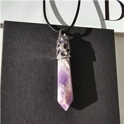 Кулон со шнурком из натурального камня горный Аметист, 1048, арт.218.223