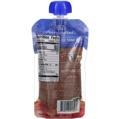 Happy Family Organics, Органическое детское питание, 2-й этап, 6+ месяцев, яблоко, голубика и овес, 4,0 унции(113 г)