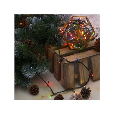 Гирлянда «Нить» 7 м, IP20, тёмная нить, 100 ламп, 8 режимов, 220 В, свечение мульти