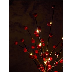 Светодиодный куст «Рябина» 45 см, 24 LED, постоянное свечение, от батареек ААх3 (не в комплекте), свечение тёплое белое