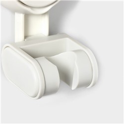 Держатель для душевой лейки на присоске, регулируемый, 6.8×5.5×12 см, белый