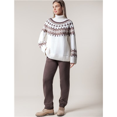 Джемпер фактурной вязки из хлопка с акрилом