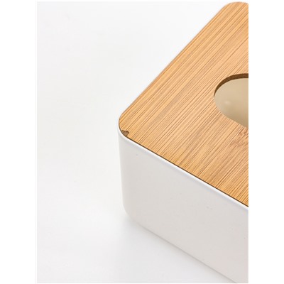 УЦЕНКА Органайзер для хранения салфеток BAMBOO, 17×13×9.5 см, белый, коричневый