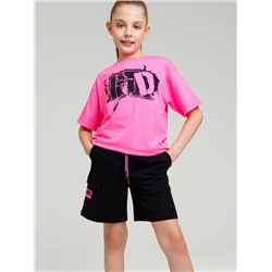 Комплект трикотажный для девочек: фуфайка (футболка), шорты