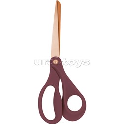 Ножницы канцелярские "Esthetics" 17,5 см, кольца эргономичной формы из пластика, цвет бургунди, лезвия из нержавеющей стали с титановым покрытием в цвете розовое золото, в картонном подвесе