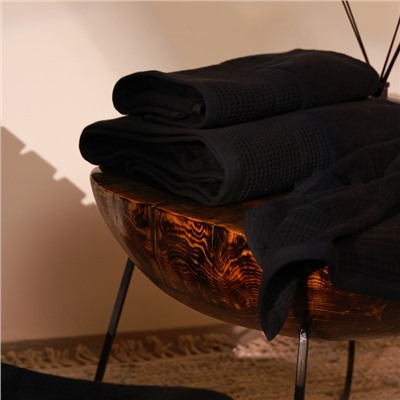 Полотенце махровое SL HOME: Waffle «Дарк Маре» 90×150 см, 100% хлопок, 490 г/м²