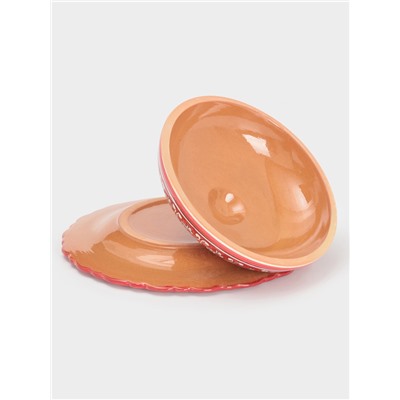 Блинница узбекская Риштанская Керамика «Цветы», d=24 см, керамика, красная