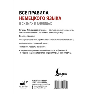 АСТ Н. А. Ганина "Все правила немецкого языка в схемах и таблицах"