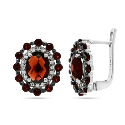Серьги из серебра гранат, Снежана