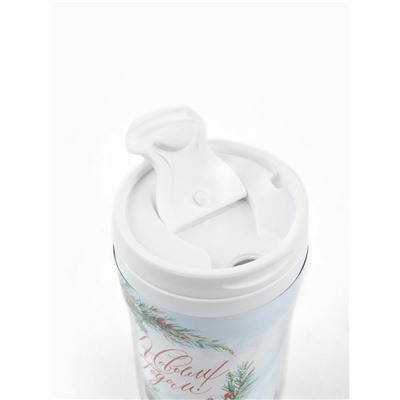 Подарочный набор новогодний, ежедневник А6, 80 листов, термостакан 250 мл «Карусель»