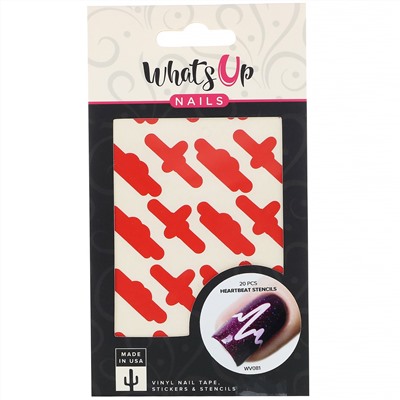 Whats Up Nails, Heartbeat Stencils, 20 Pieces