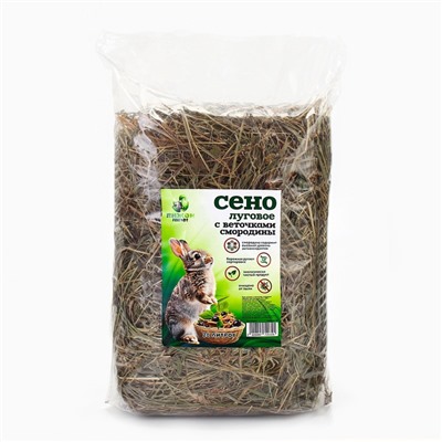 Сено луговое с веточками смородины «Пижон» для грызунов, 20 л, 500 г