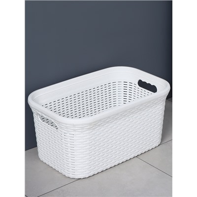 Корзина для глаженого белья «Ротанг», 32 л, 50×32.3×24.5 см, белая