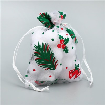 Мешочек подарочный новогодний органза «Рябина», 10×12 см ± 1.5 см