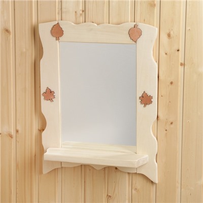 Зеркало для бани и сауны, настенное, с полкой, «Добропаровъ»