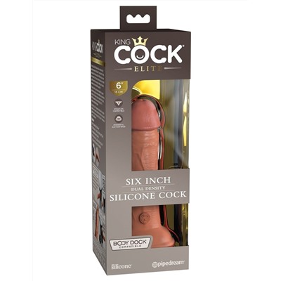 Кофейный фаллоимитатор 6  Silicone Dual Density Cock - 17 см.