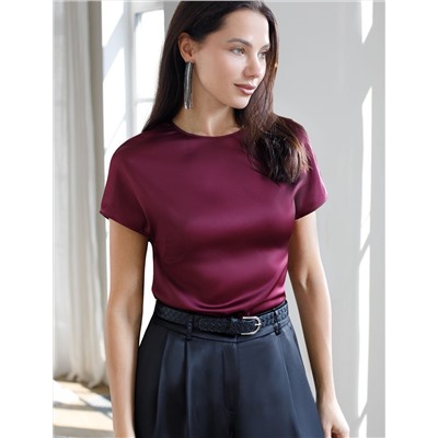 Блузка из сатина с коротким рукавом