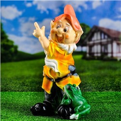 Садовая фигура из полистоуна «Гном с лягушкой», 45×20×25 см