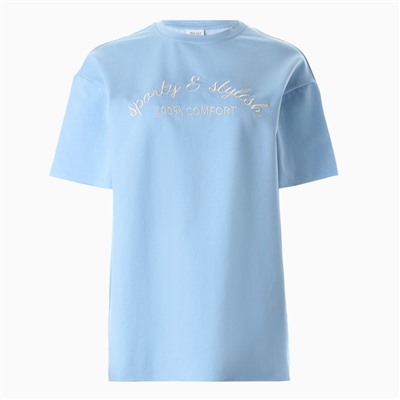 Футболка женская MINAKU OVERSIZE FIT, SPORTY & STYLISH, голубая, размер 46