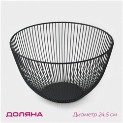 Фруктовница Доляна, 24,5×24,5×14 см, чёрная
