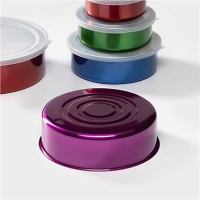 Набор контейнеров из нержавеющей стали «Радуга», 5 шт.: d=18/16/14/12/10 см, с крышками, МИКС