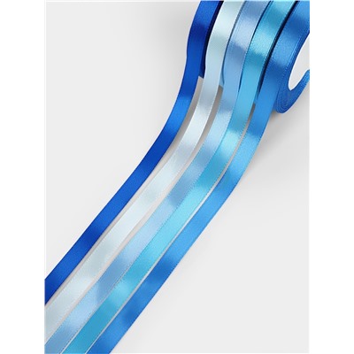 Атласная лента, набор 5 шт., 10 мм, 23±1 м, синяя, голубая