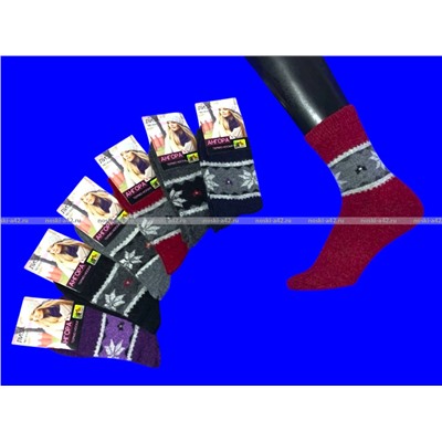 Термоноски женские ангора шерсть Снежинки арт. 567