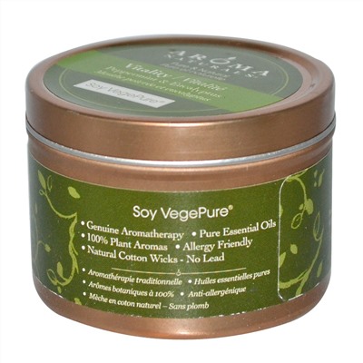 Aroma Naturals, Soy VegePure, свеча для поездок, перечная мята и эвкалипт, 2,8 унции (79,38 г)