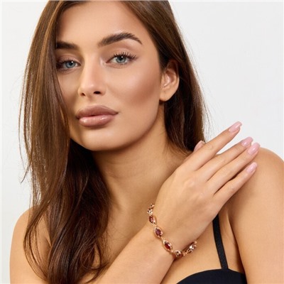 Браслет на руку ювелирная бижутерия коллекция "Дубай", вставка: фианиты, цвет: красный, арт.414.093